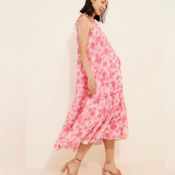 Hatch Anselmi Floral Pink Midi Dress Maternity - S - Picture 2 of 7